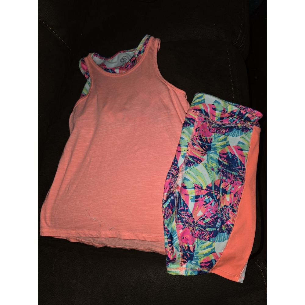 Athletic works sports outfit tank with bra and shorts size‎ 10 12